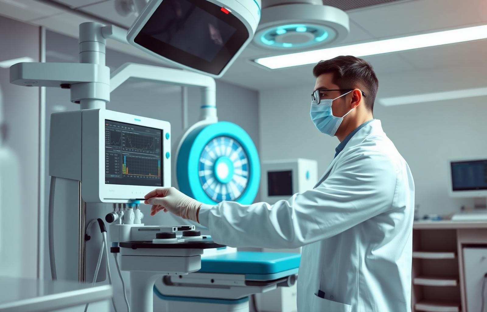 Biomedical engineer working on hospital medical equipment
